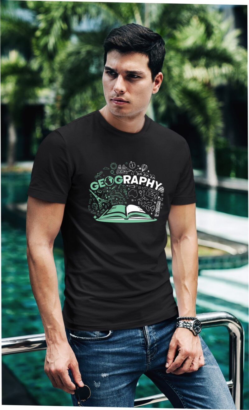 Geography Printed Cotton Printed Unisex T shirt - Image 3