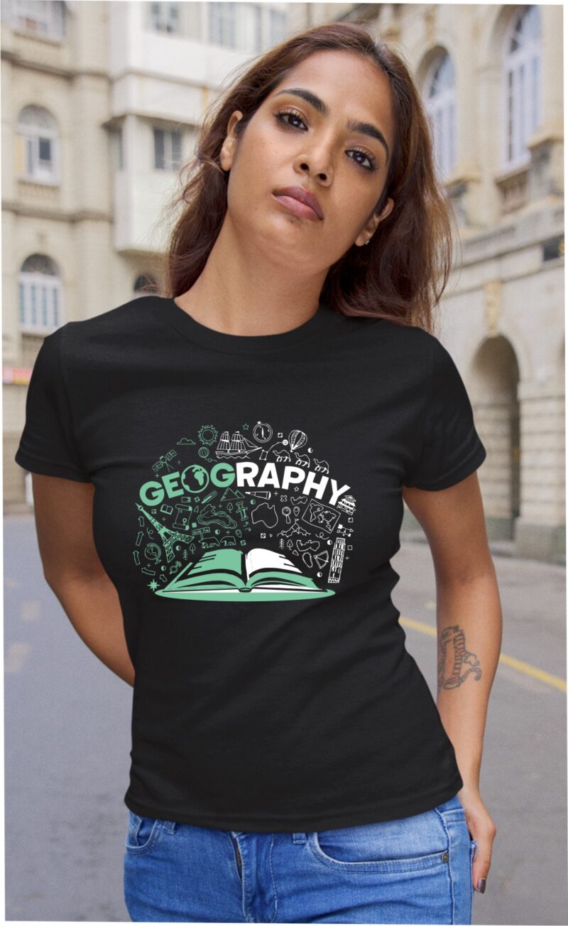 Geography Printed Cotton Printed Unisex T shirt - Image 5