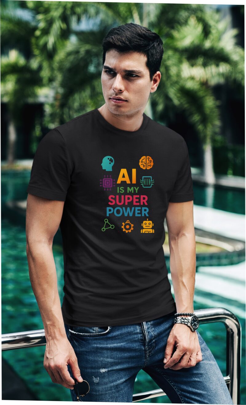 AI Is My Super Power Multi Cotton Printed Unisex T shirt - Image 3