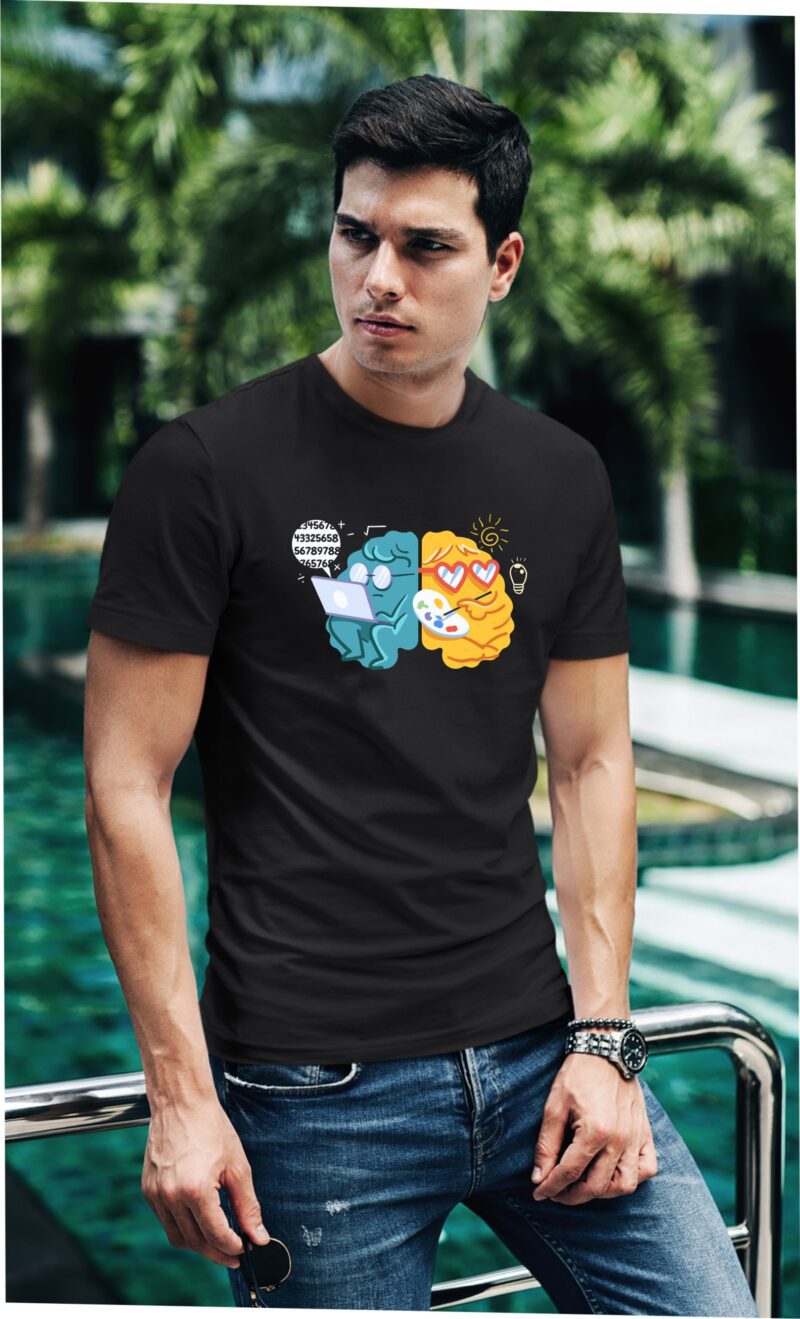Brain Maths Side Art Side Cotton Printed Unisex T shirt - Image 3