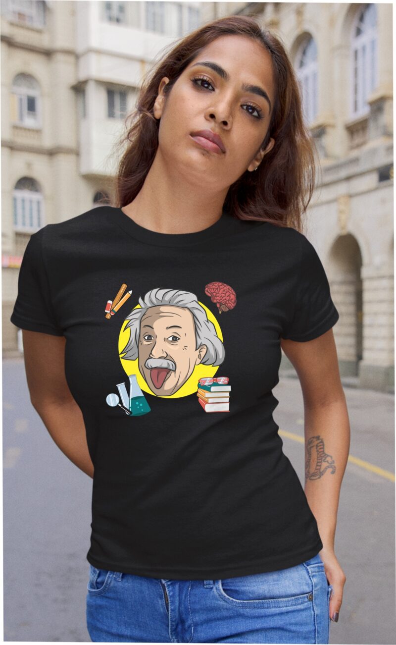 Albert Einsteen Tongue Physics Subject Cotton Printed Unisex T shirt - Image 5