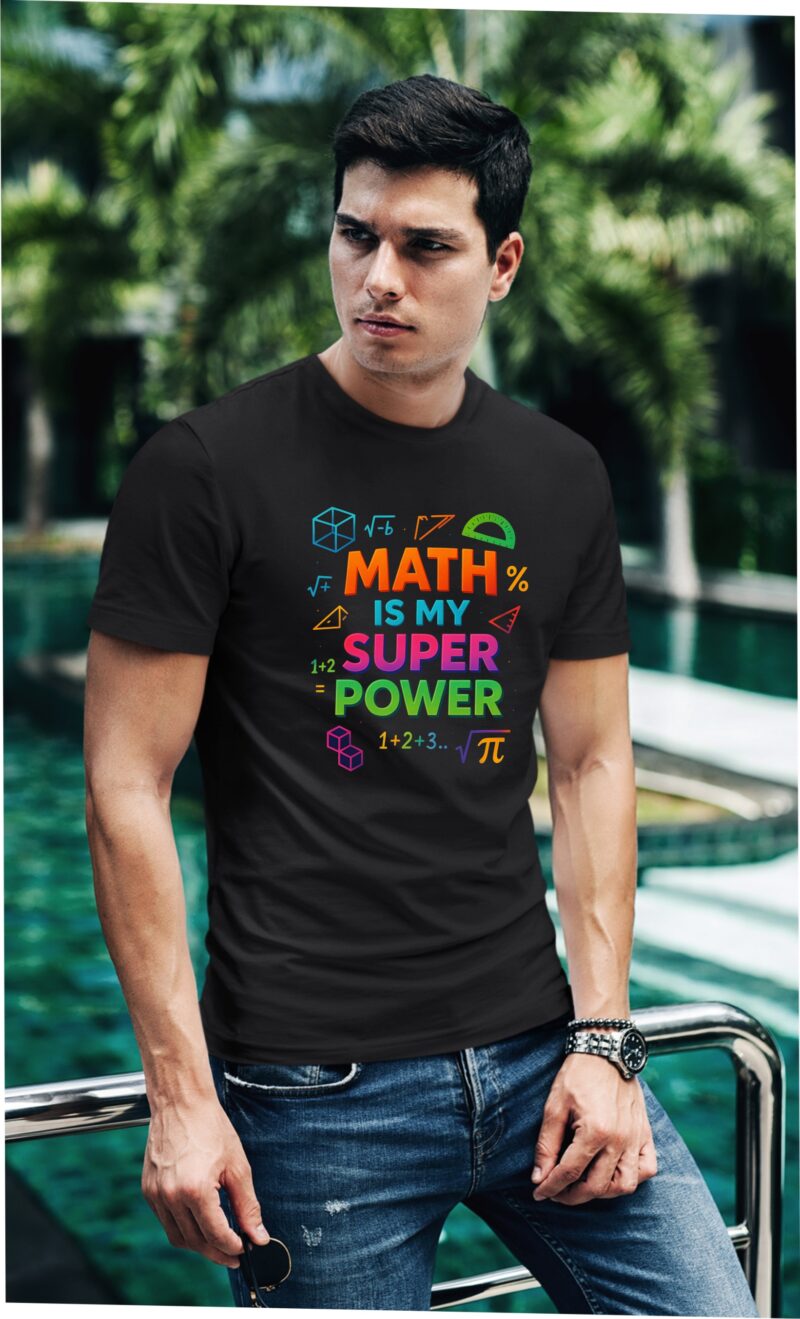 Math Is My Super Power Multi1 Cotton Printed Unisex T shirt - Image 3