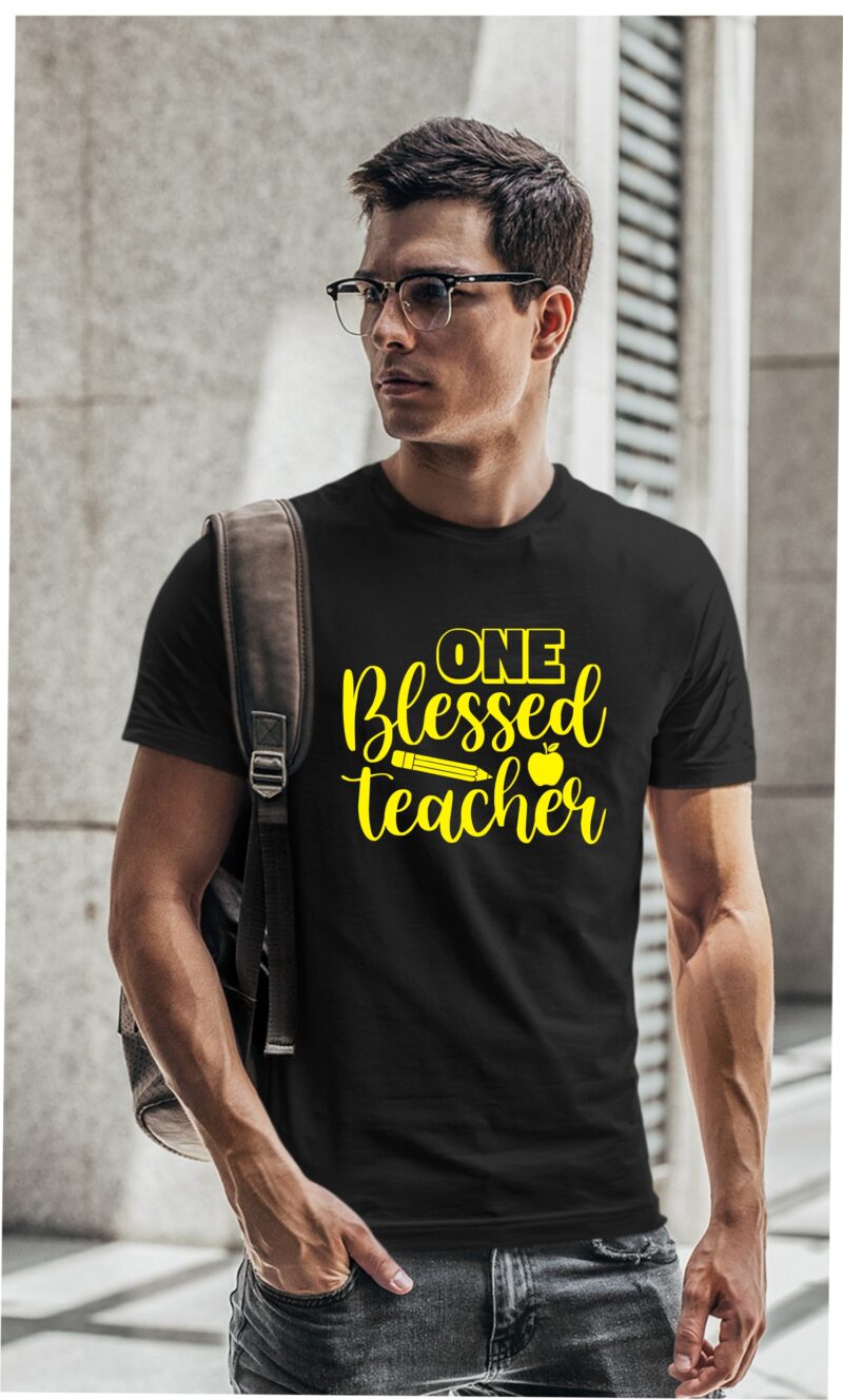 One Blessed Teacher Cotton Printed Unisex T shirt - Image 2