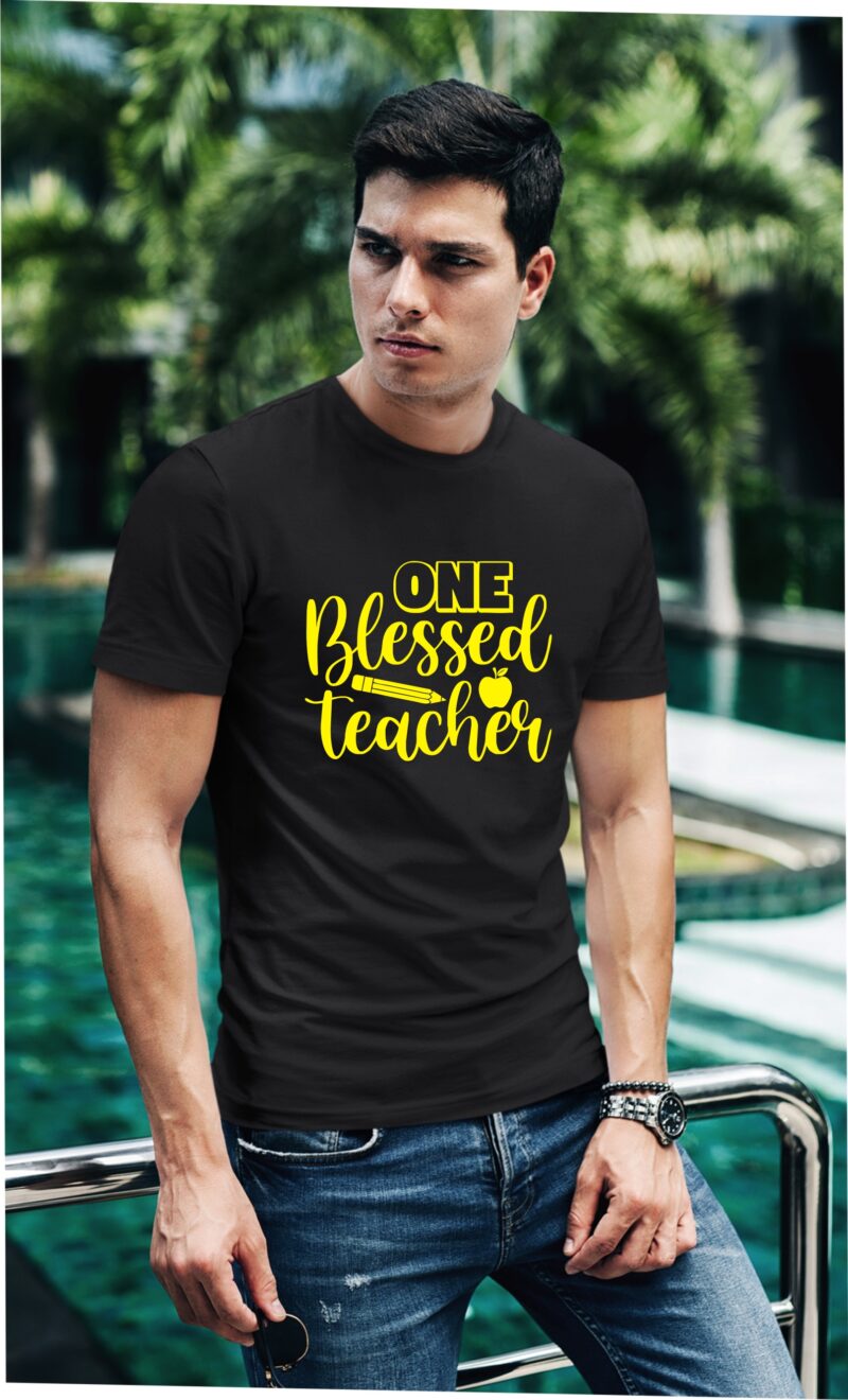 One Blessed Teacher Cotton Printed Unisex T shirt - Image 3