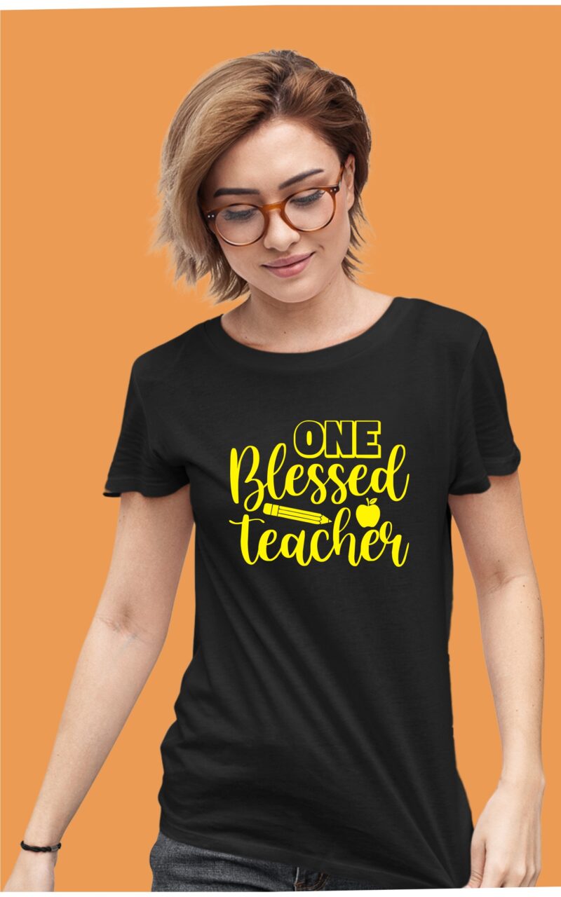 One Blessed Teacher Cotton Printed Unisex T shirt - Image 4