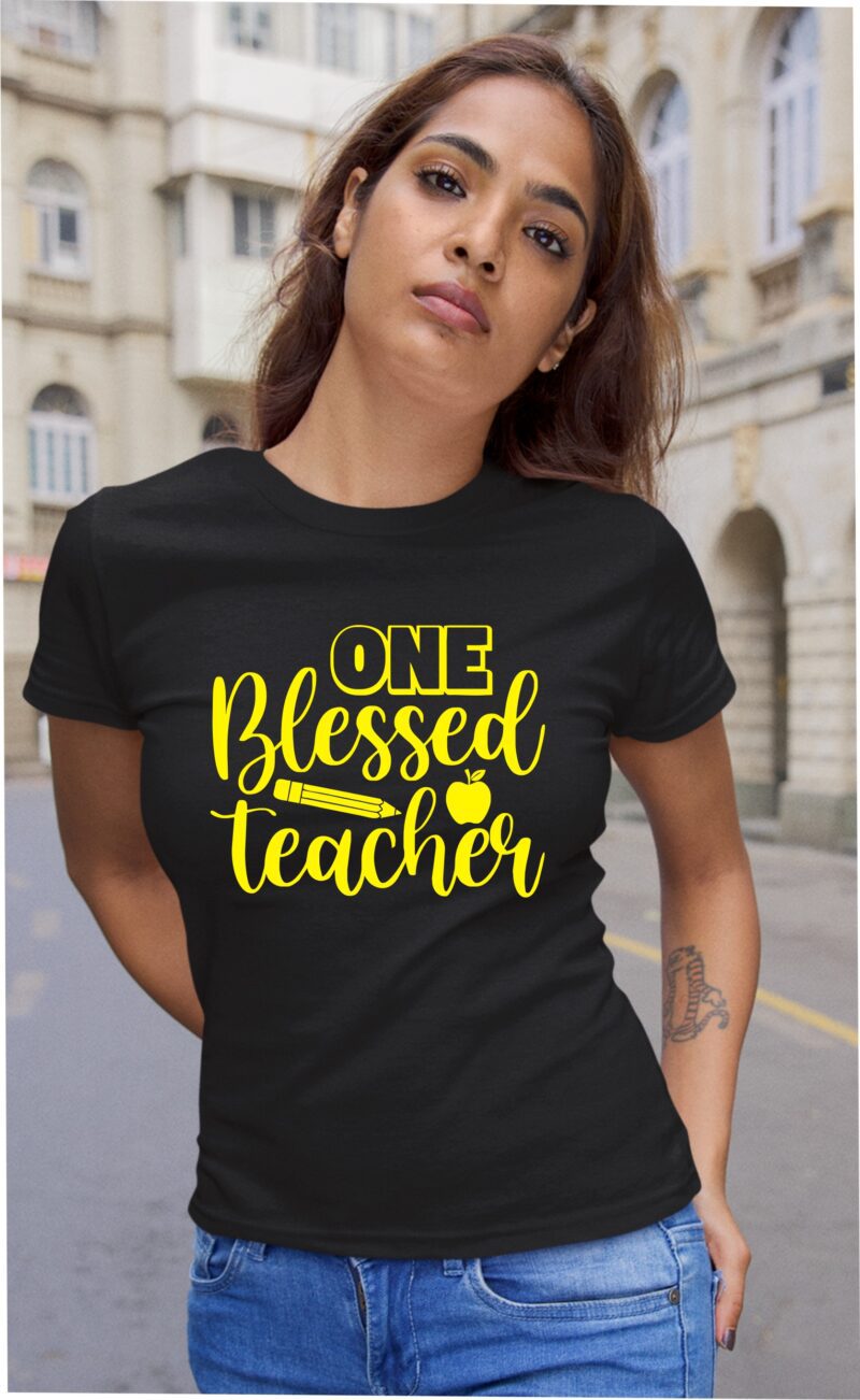 One Blessed Teacher Cotton Printed Unisex T shirt - Image 5