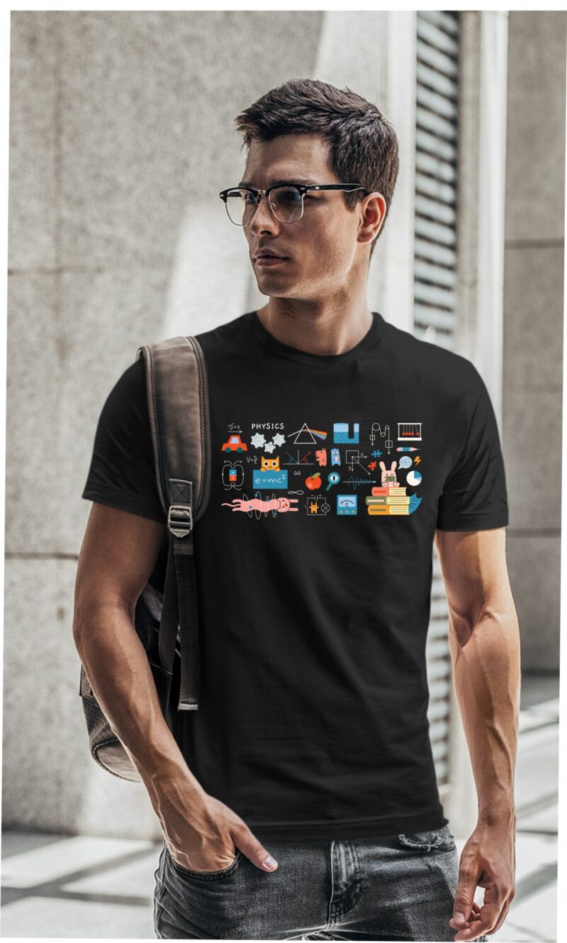 Physics Icons Multi Color Cotton Printed Unisex T shirt - Image 2
