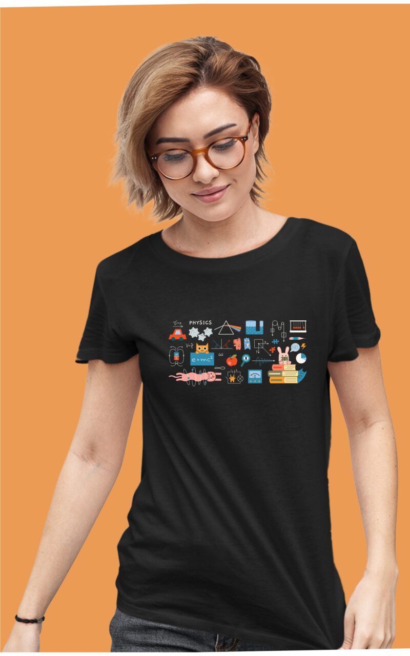 Physics Icons Multi Color Cotton Printed Unisex T shirt - Image 4