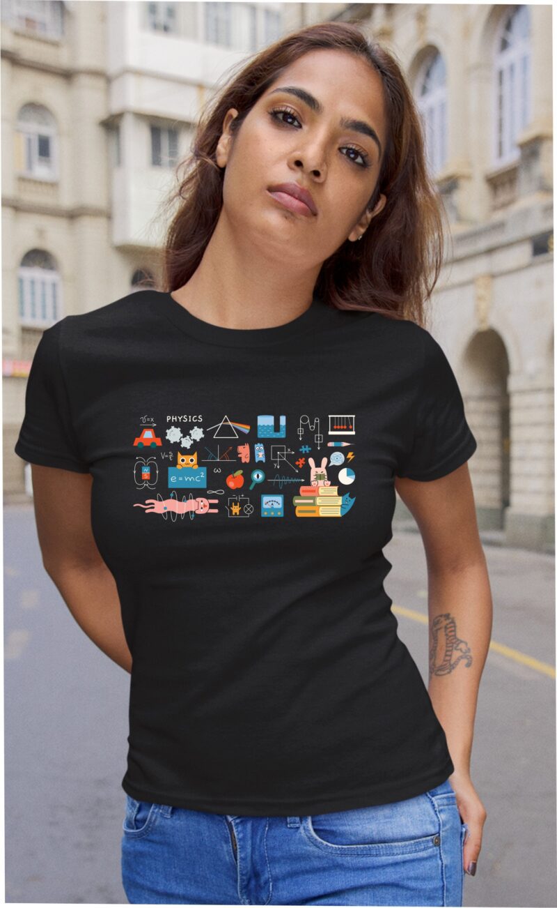 Physics Icons Multi Color Cotton Printed Unisex T shirt - Image 5