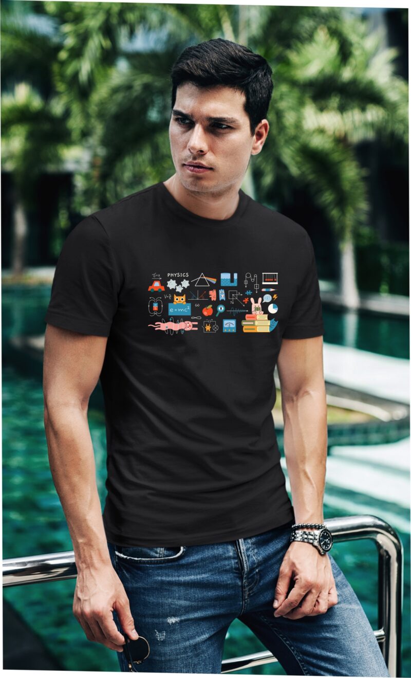 Physics Icons Multi Color Cotton Printed Unisex T shirt - Image 3