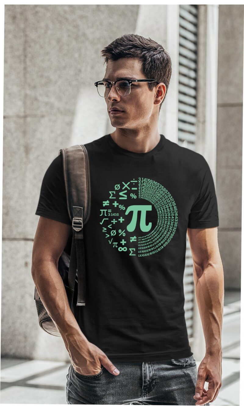 Pie With Maths Icons 3.14 Cotton Printed Unisex T shirt - Image 2