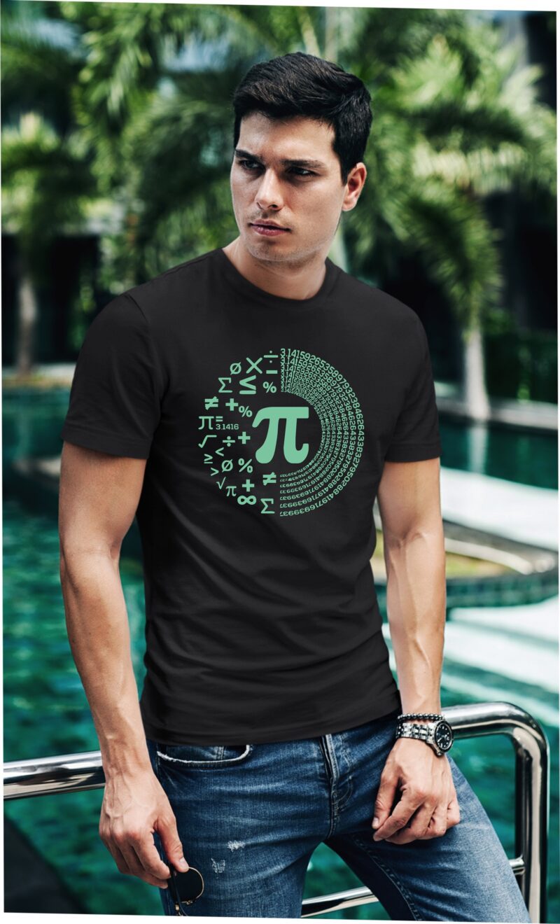 Pie With Maths Icons 3.14 Cotton Printed Unisex T shirt - Image 3