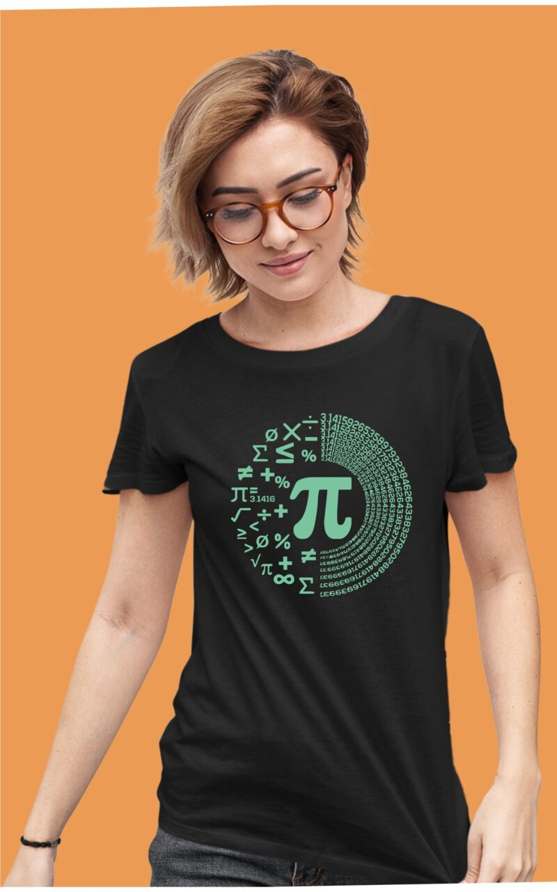 Pie With Maths Icons 3.14 Cotton Printed Unisex T shirt - Image 4