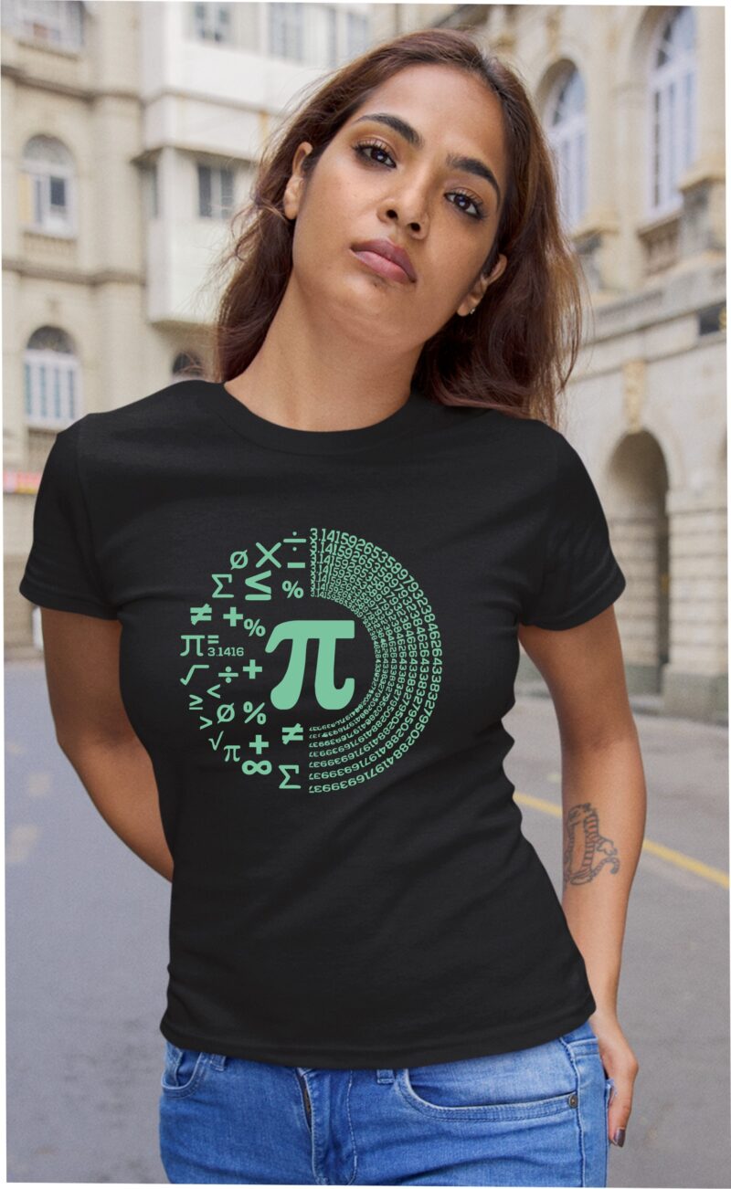 Pie With Maths Icons 3.14 Cotton Printed Unisex T shirt - Image 5