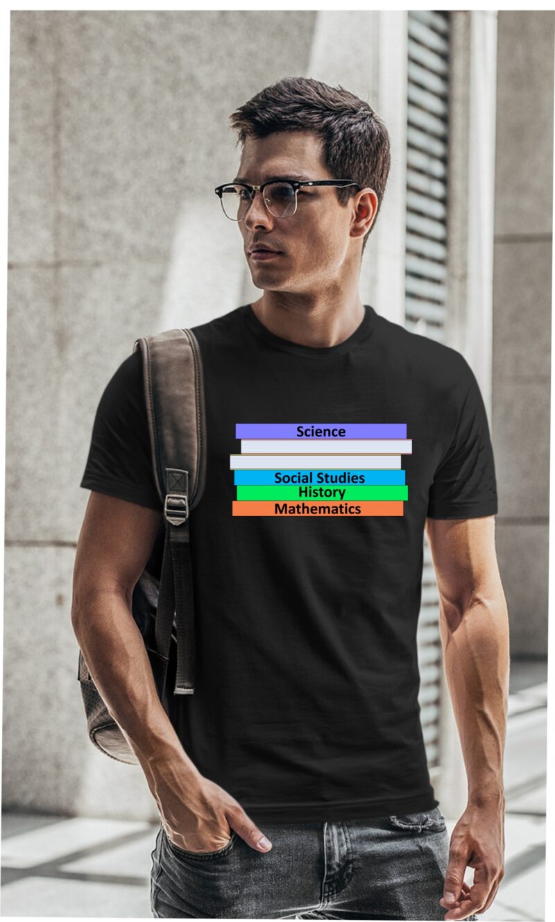 Science Maths Social studies History Books Cotton Printed Unisex T shirt - Image 2