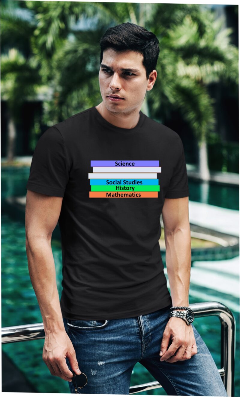 Science Maths Social studies History Books Cotton Printed Unisex T shirt - Image 3