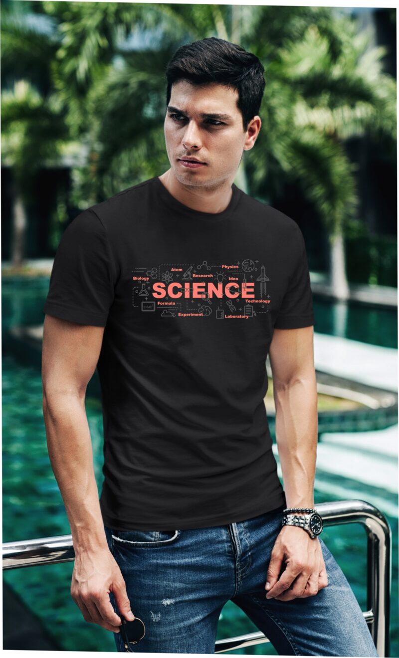 Science Two Color Grey & Pink Cotton Printed Unisex T shirt - Image 3