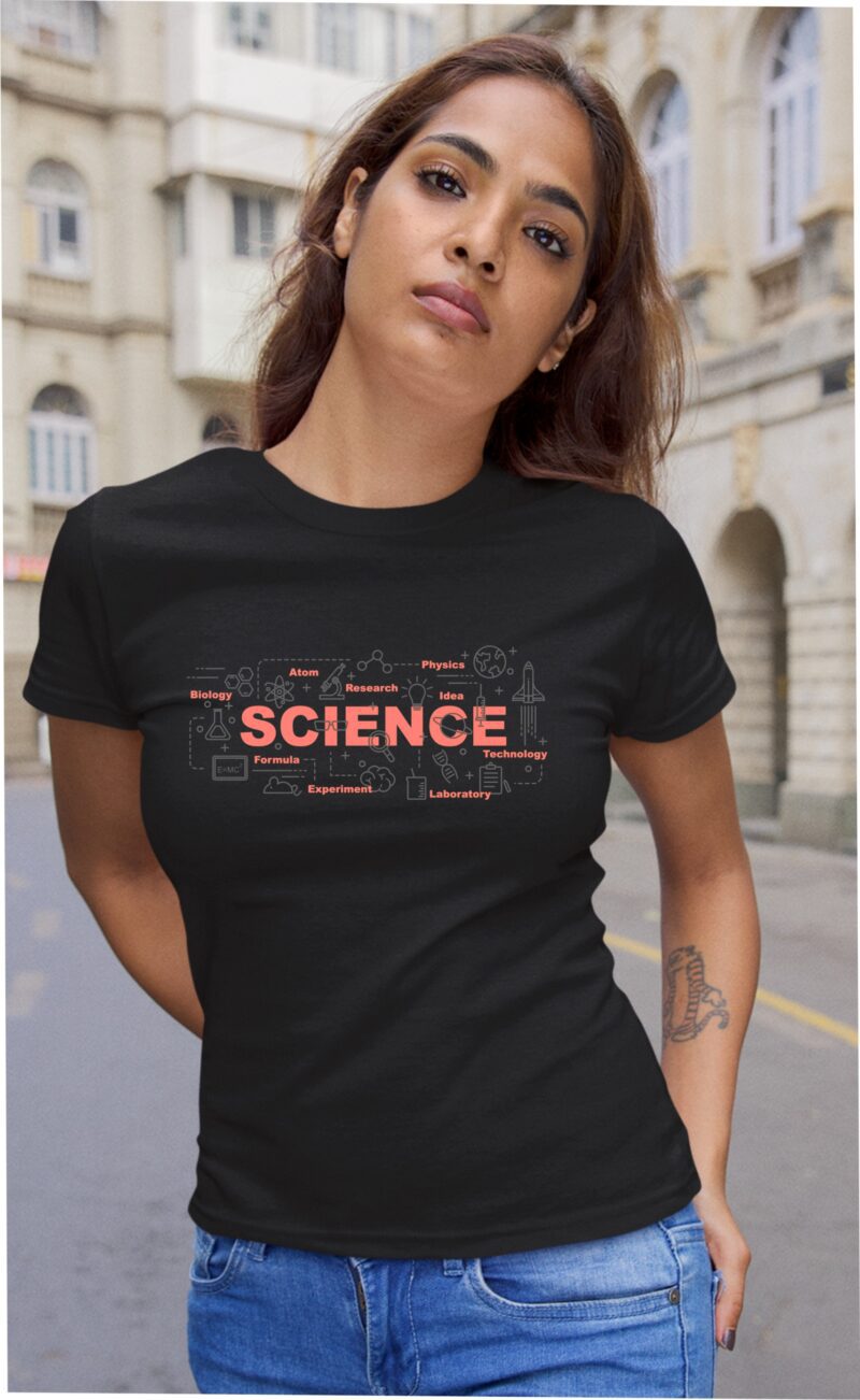 Science Two Color Grey & Pink Cotton Printed Unisex T shirt - Image 5