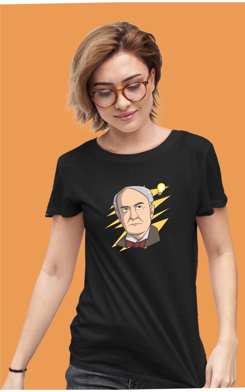 Thomas Edison Bulb Invention Cotton Printed Unisex T shirt - Image 4