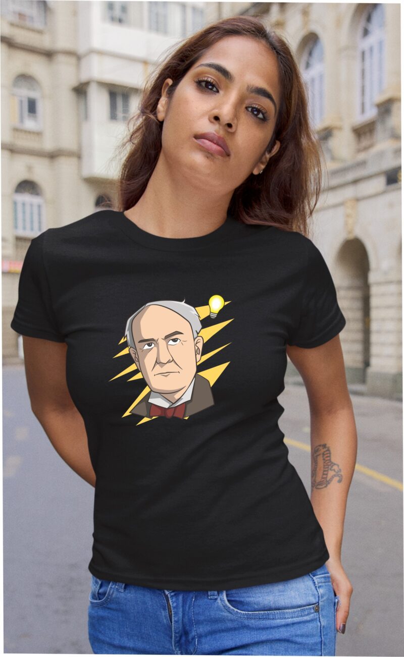Thomas Edison Bulb Invention Cotton Printed Unisex T shirt - Image 5